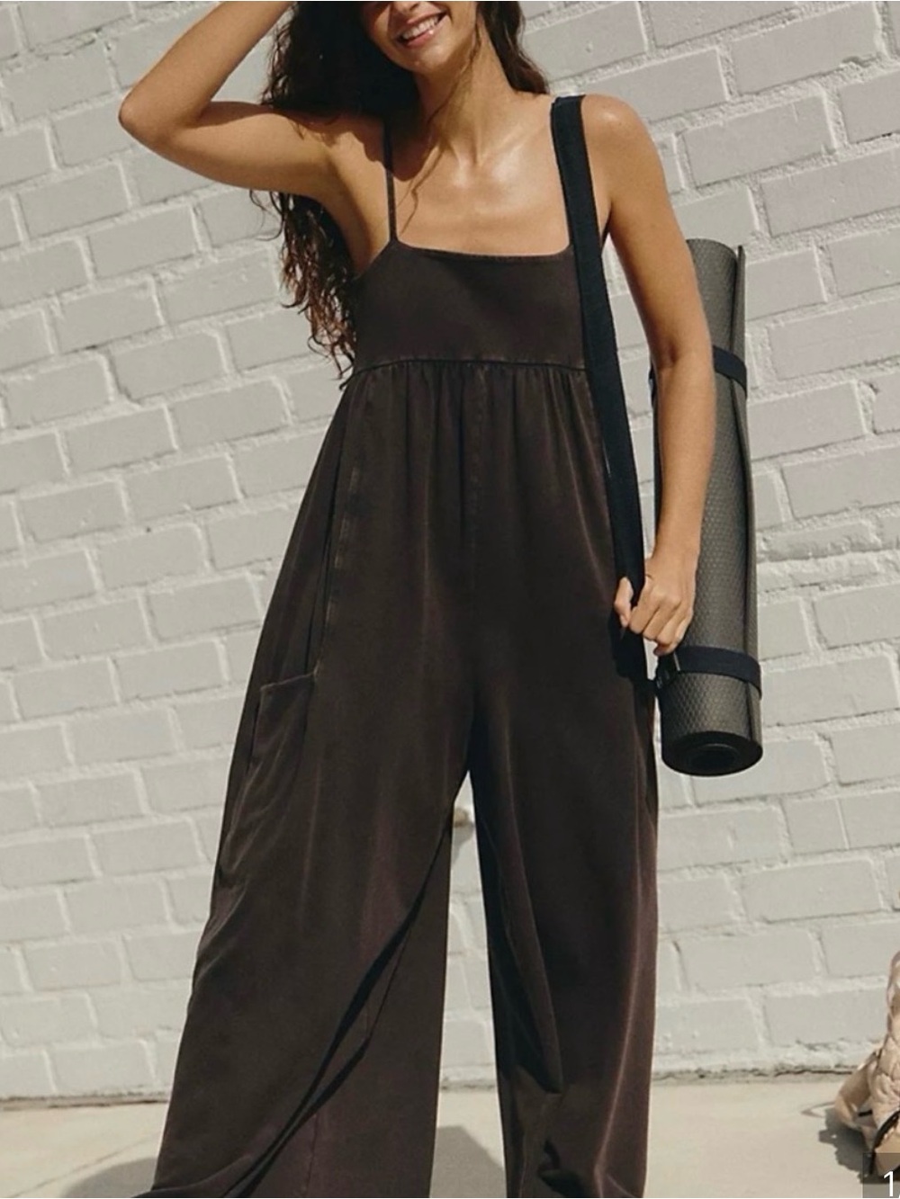 Free People grey/blackwashed Wide-Leg Jumpsuit